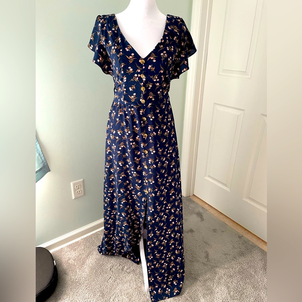 Navy blue floor length dress